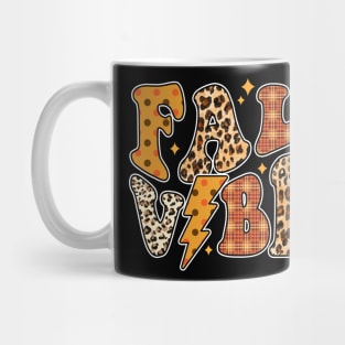 Fall Vibes Groovy Fall Season Retro Leopard Autumn Mug